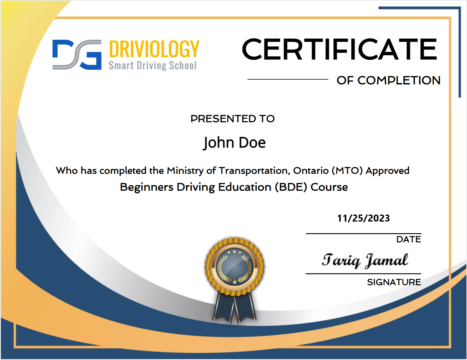 Driviology Certificate